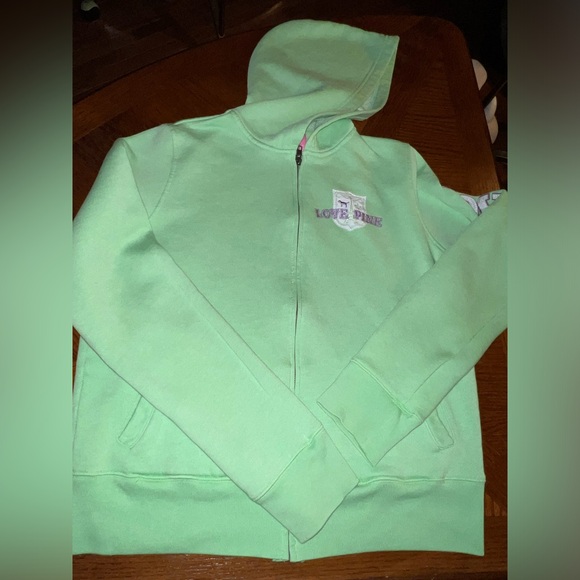 VS PINK ~ Green (Vintage) “Love Pink” Sweatshirt / Hoodie - Picture 4 of 15